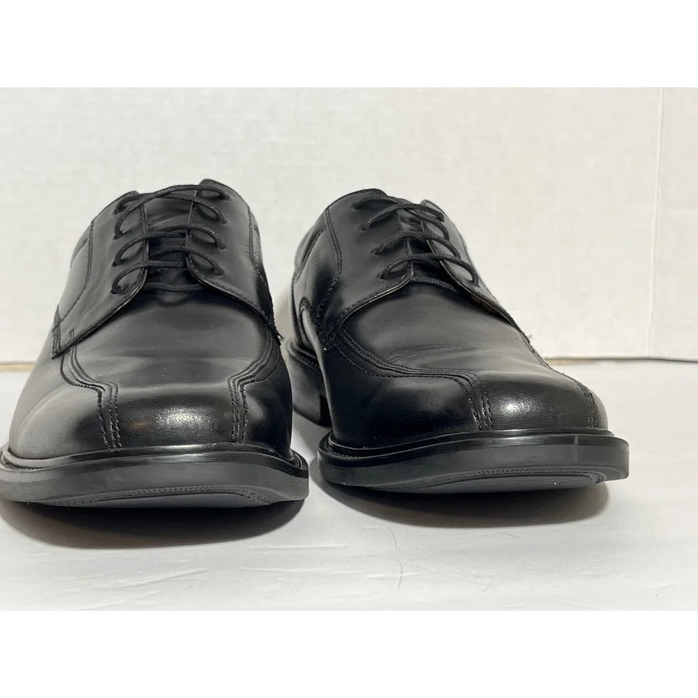 Johnston & Murphy Mens Black Leather Bicycle Toe Oxford Dress Shoes 20-4865 11M‎